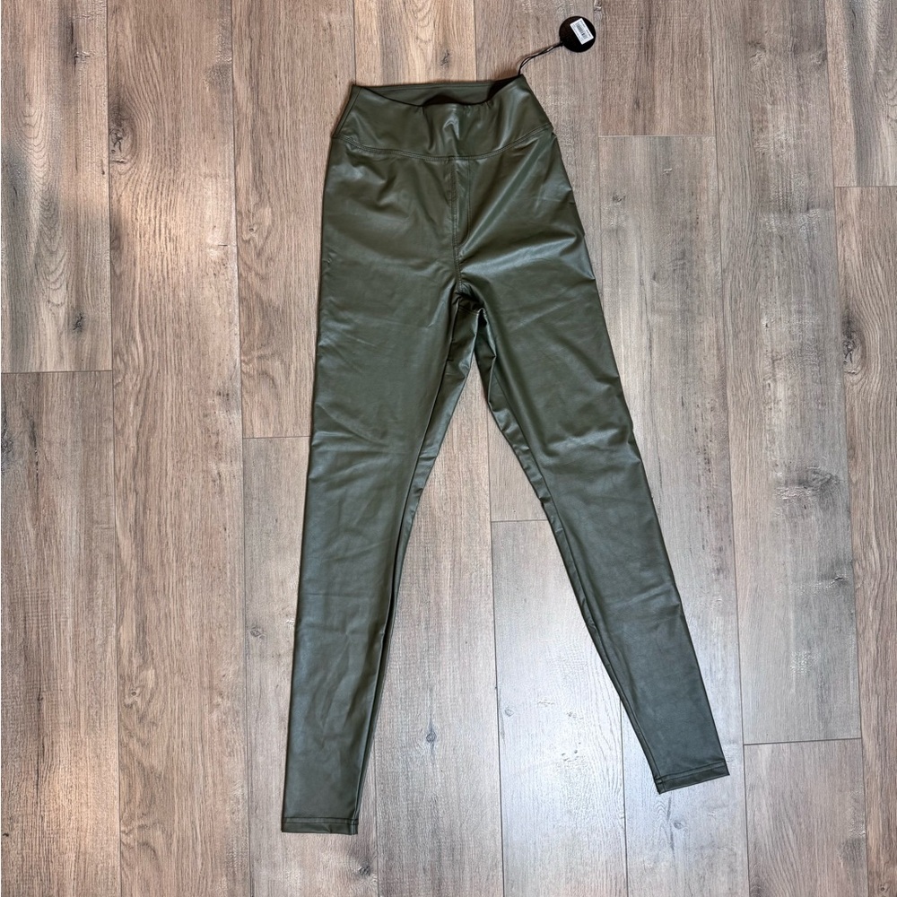 Aerie Offline Faux Leather Real Luxe Leggings Green Small